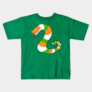 Irish snake holding a Lucky Shamrock Kids T-Shirt